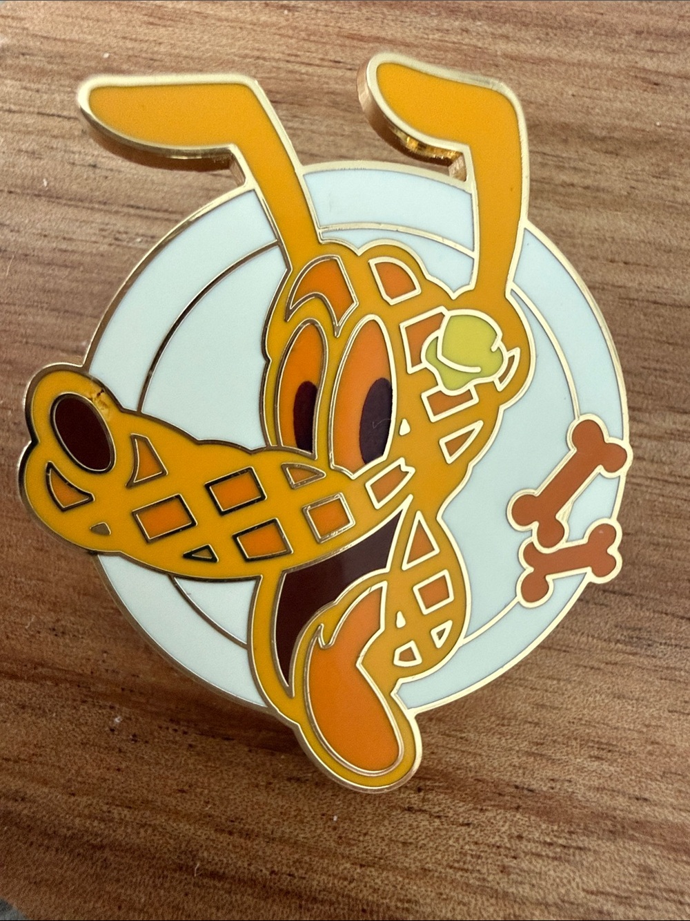 Disney Pluto Waffle pin -  Orange & White Pluto Enamel Pin